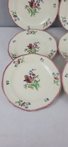 6 assiettes plates en faïence de Gien modèle Lorraine