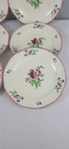 6 assiettes plates en faïence de Gien modèle Lorraine
