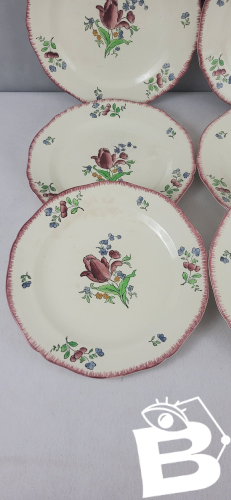 6 assiettes plates en faïence de Gien modèle Lorraine