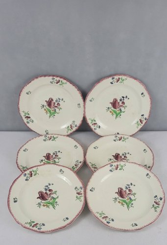 6 assiettes plates en faïence de Gien modèle Lorraine