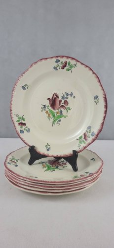 6 assiettes plates en faïence de Gien modèle Lorraine