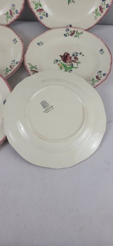 6 assiettes plates en faïence de Gien modèle Lorraine
