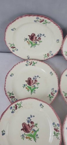 6 assiettes plates en faïence de Gien modèle Lorraine