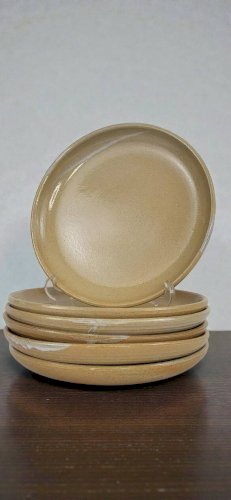 6 assiettes plates en grès Poterie Auger