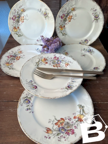 6 assiettes plates en porcelaine ancienne Limoges
