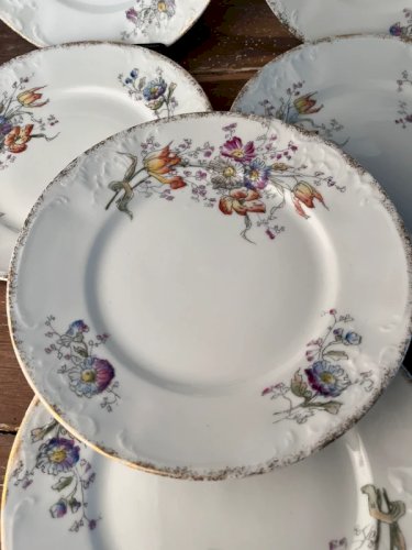 6 assiettes plates en porcelaine ancienne Limoges