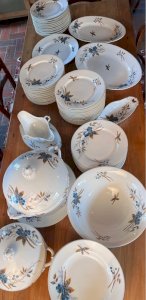 6 painted antique porcelain flat plates