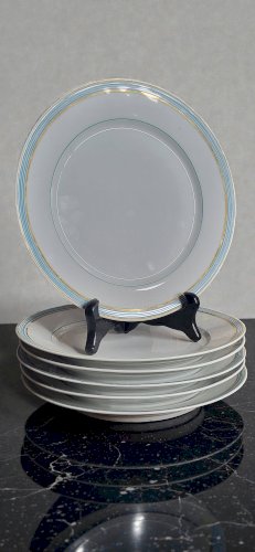 6 assiettes plates en porcelaine de Paris