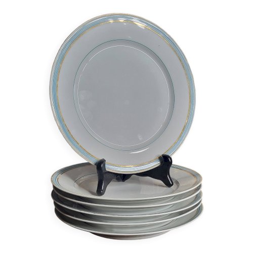 6 assiettes plates en porcelaine de Paris