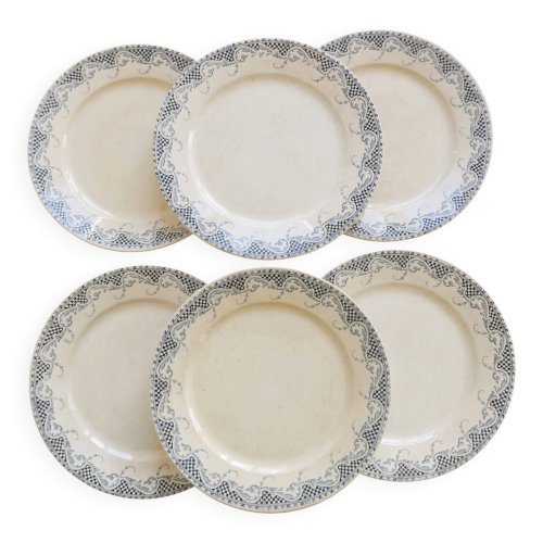 6 assiettes plates en terre de fer Sarreguemines U&C modèle Luchon