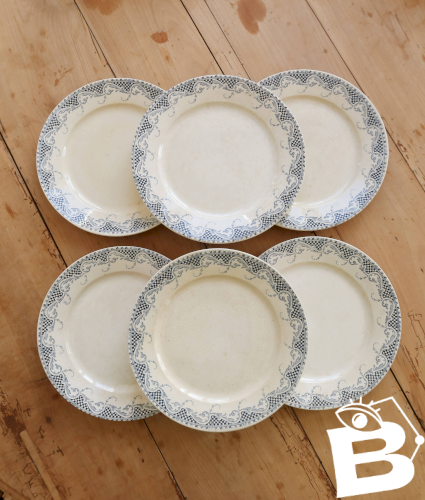 6 assiettes plates en terre de fer Sarreguemines U&C modèle Luchon