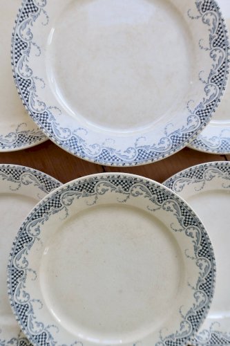 6 assiettes plates en terre de fer Sarreguemines U&C modèle Luchon