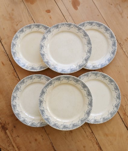 6 assiettes plates en terre de fer Sarreguemines U&C modèle Luchon