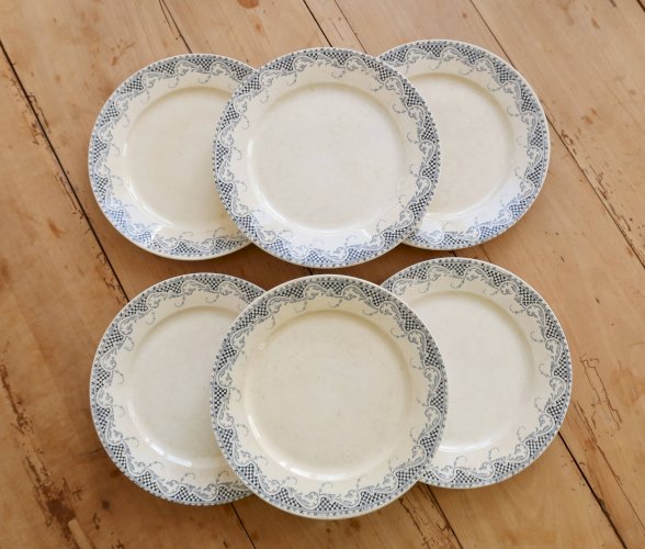 6 assiettes plates en terre de fer Sarreguemines U&C modèle Luchon