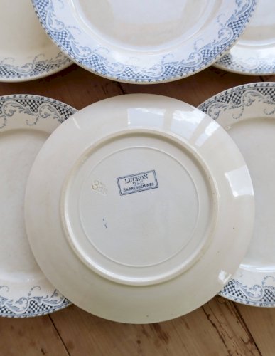 6 assiettes plates en terre de fer Sarreguemines U&C modèle Luchon