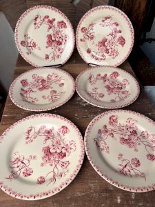 6 assiettes plates Gien 1878 modèle Capucines