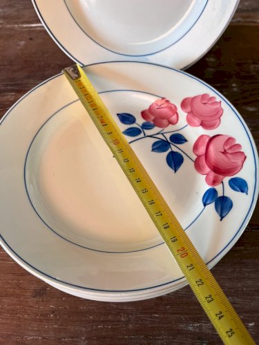 6 assiettes plates HBCM modèle Rose Rouge