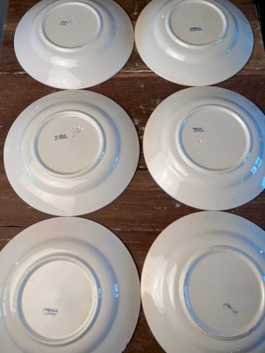 6 assiettes plates Longchamp modèle Coquilles