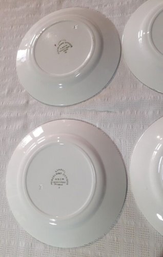 6 assiettes plates Luxeuil HBCM MONTEREAU FRANCE fleurs et feuillages