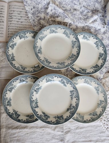 6 assiettes plates Moulin des Loups Lavallière