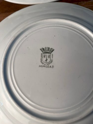 6 assiettes plates Saint-Amand et Hamage modèle Mimosas