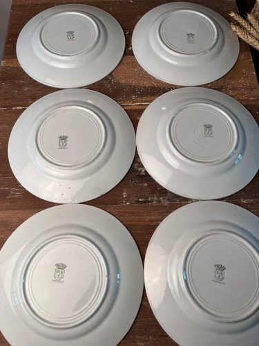 6 assiettes plates Saint-Amand et Hamage modèle Mimosas