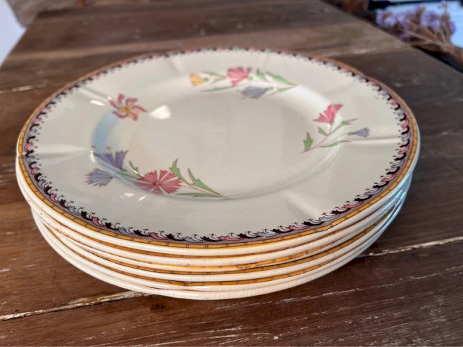 6 assiettes plates U&C Sarreguemines modèle Diogène