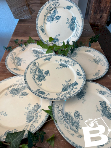 6 assiettes plates U&C Sarreguemines modèle Royat