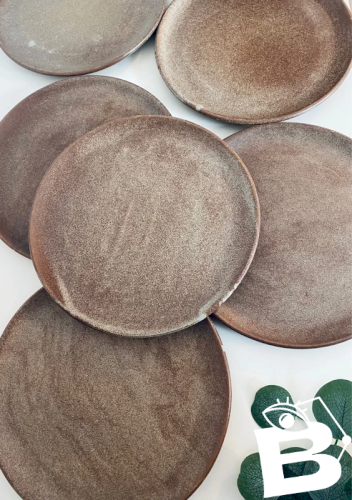6 assiettes plates Vallauris Muratore brutaliste wabi sabi 24cm