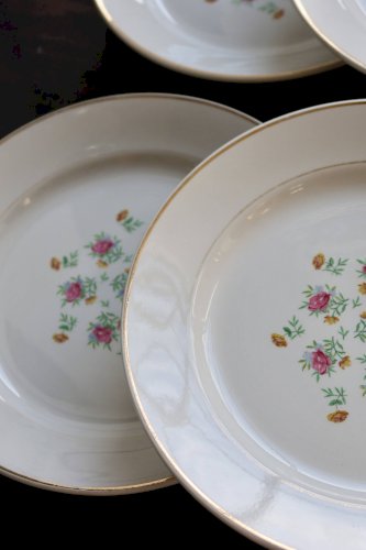 6 assiettes plates vintage en faïence Lunéville – Modèle Christine