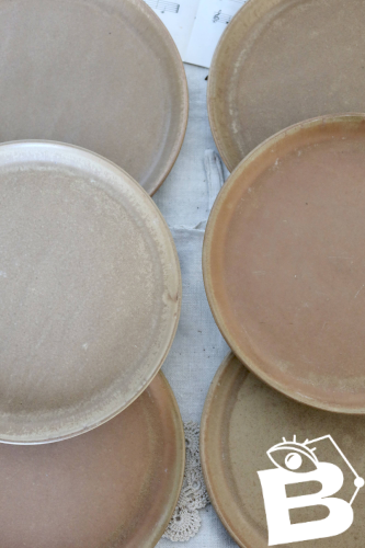 6 assiettes plates vintage en grès