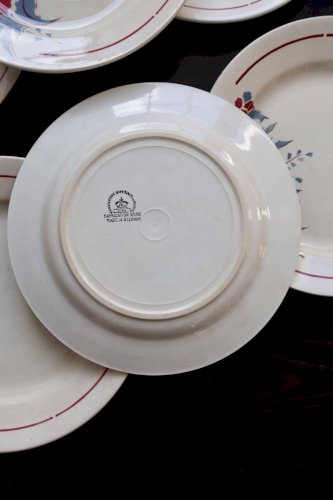6 assiettes plates vintage – Faïencerie de Nimy