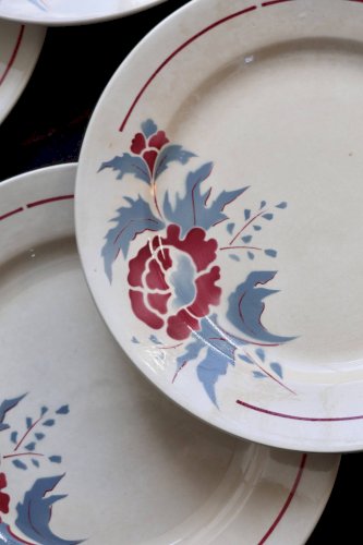 6 assiettes plates vintage – Faïencerie de Nimy