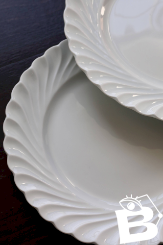 6 assiettes plates vintage porcelaine blanche torsadée Limoges Haviland