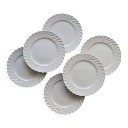 6 assiettes plates vintage porcelaine blanche torsadée Limoges Haviland