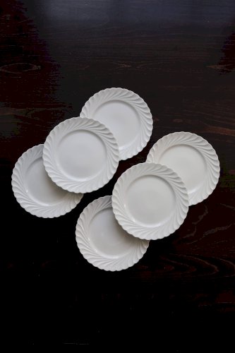 6 assiettes plates vintage porcelaine blanche torsadée Limoges Haviland