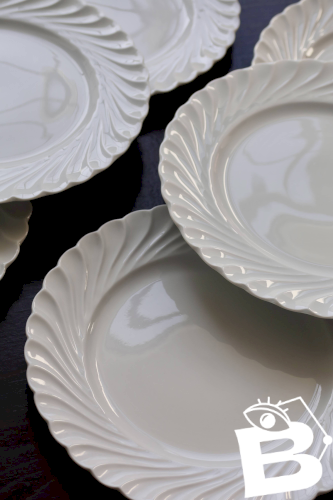6 assiettes plates vintage porcelaine blanche torsadée Limoges Haviland