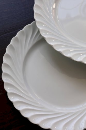 6 assiettes plates vintage porcelaine blanche torsadée Limoges Haviland