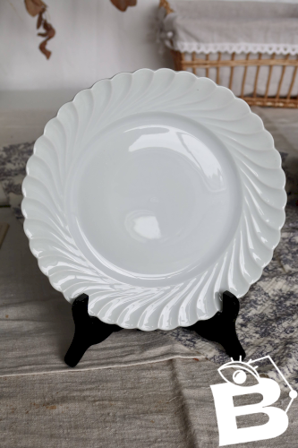 6 assiettes plates vintage porcelaine blanche torsadée Limoges Haviland
