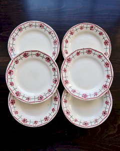 6 vintage flat plates ironstone Céranord Saint-Amand - Monique