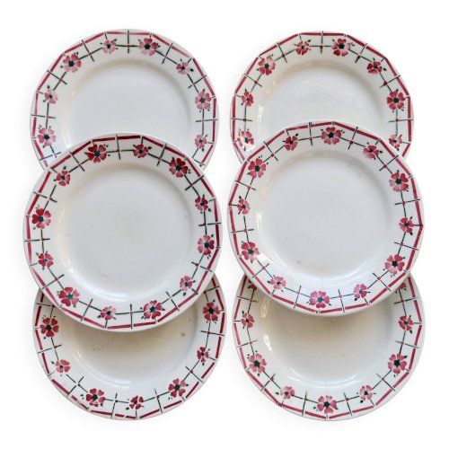 6 assiettes plates vintage terre de fer Céranord Saint-Amand - Monique