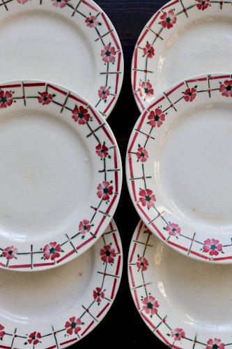 6 assiettes plates vintage terre de fer Céranord Saint-Amand - Monique