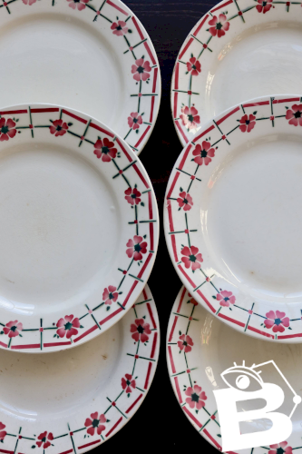 6 assiettes plates vintage terre de fer Céranord Saint-Amand - Monique