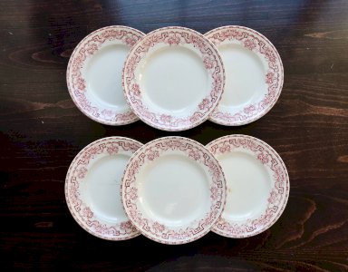 6 assiettes plates vintage terre de fer - Moulin des Loups - Modèle Athènes