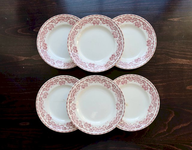 6 assiettes plates vintage terre de fer - Moulin des Loups - Modèle Athènes