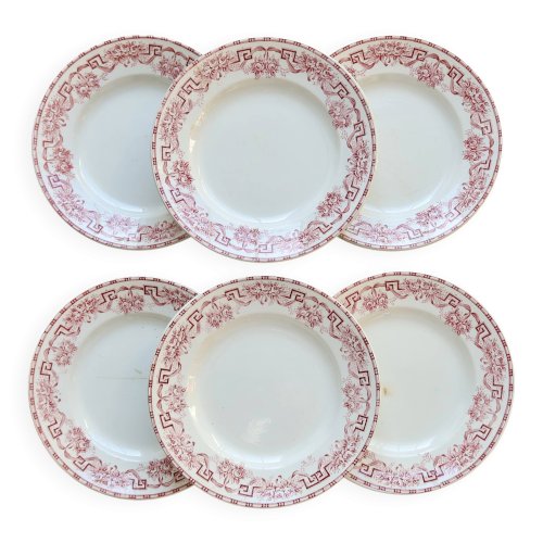 6 assiettes plates vintage terre de fer - Moulin des Loups - Modèle Athènes
