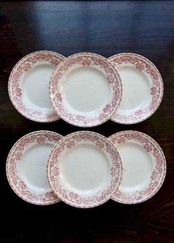 6 assiettes plates vintage terre de fer - Moulin des Loups - Modèle Athènes