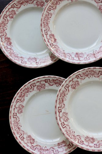 6 assiettes plates vintage terre de fer - Moulin des Loups - Modèle Athènes