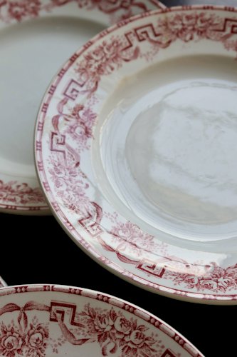 6 assiettes plates vintage terre de fer - Moulin des Loups - Modèle Athènes