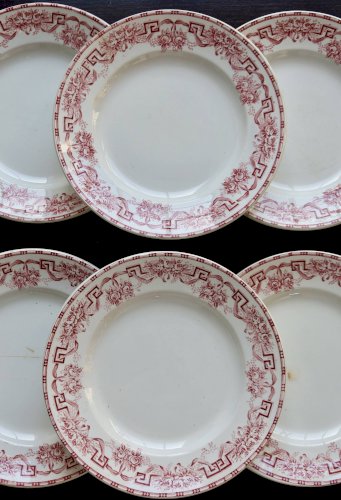 6 assiettes plates vintage terre de fer - Moulin des Loups - Modèle Athènes